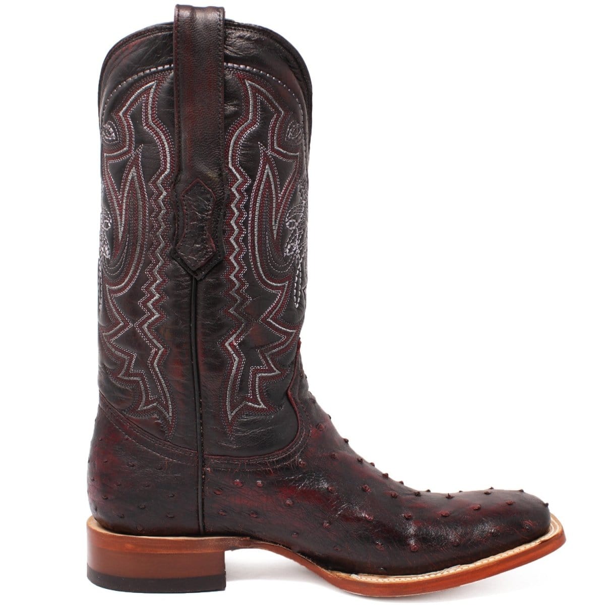 Tanner Mark Boots Boots Tanner Mark Men's Genuine Full Quill Ostrich Square Toe Boots Black Cherry TMX203300