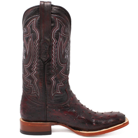 Tanner Mark Boots Boots Tanner Mark Men's Genuine Full Quill Ostrich Square Toe Boots Black Cherry TMX203300