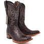 Tanner Mark Boots Boots Tanner Mark Men's Genuine Full Quill Ostrich Square Toe Boots Black Cherry TMX203300