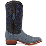 Tanner Mark Boots Boots Tanner Mark Men's Genuine Full Quill Ostrich Square Toe Boots Blue JEAN TMX200502