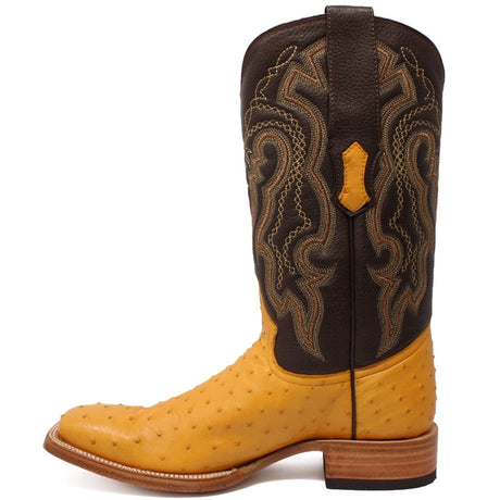 Tanner Mark Boots Boots Tanner Mark Men's Genuine Full Quill Ostrich Square Toe Boots Buttercup TMX200503