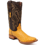 Tanner Mark Boots Boots Tanner Mark Men's Genuine Full Quill Ostrich Square Toe Boots Buttercup TMX200503