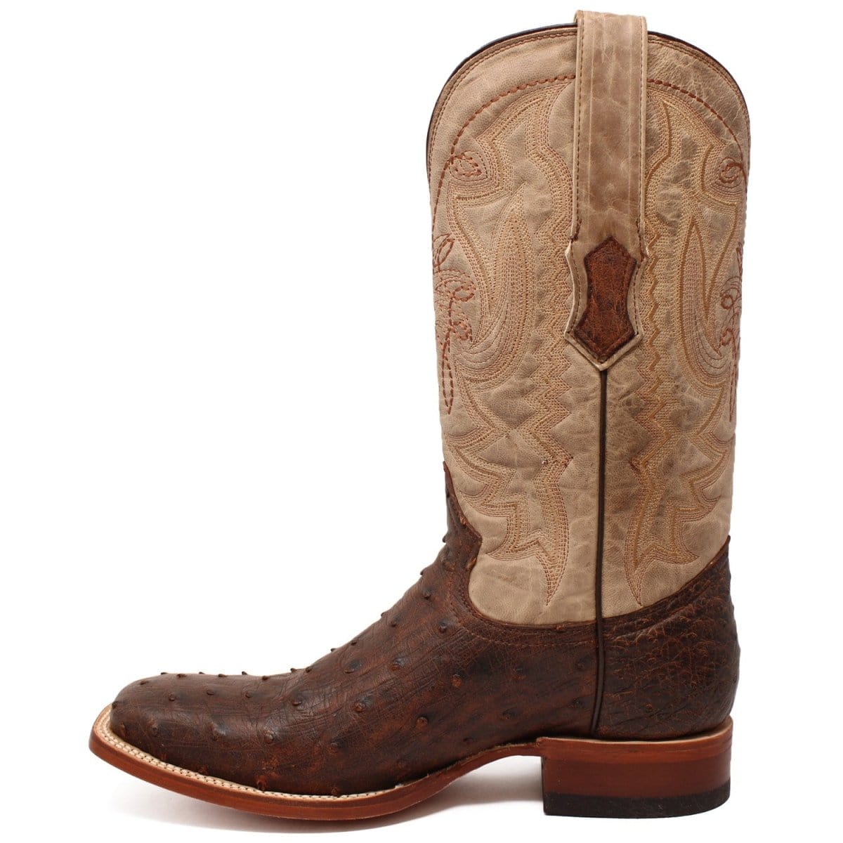 Tanner Mark Boots Boots Tanner Mark Men's Genuine Full Quill Ostrich Square Toe Boots Cherry Wood TMX203301