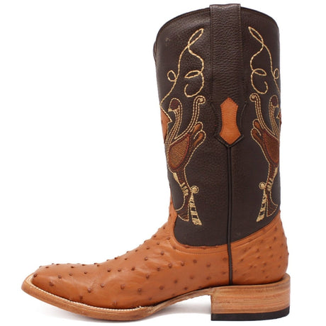 Tanner Mark Boots Boots Tanner Mark Men's Genuine Full Quill Ostrich Square Toe Boots Cognac RSX202104