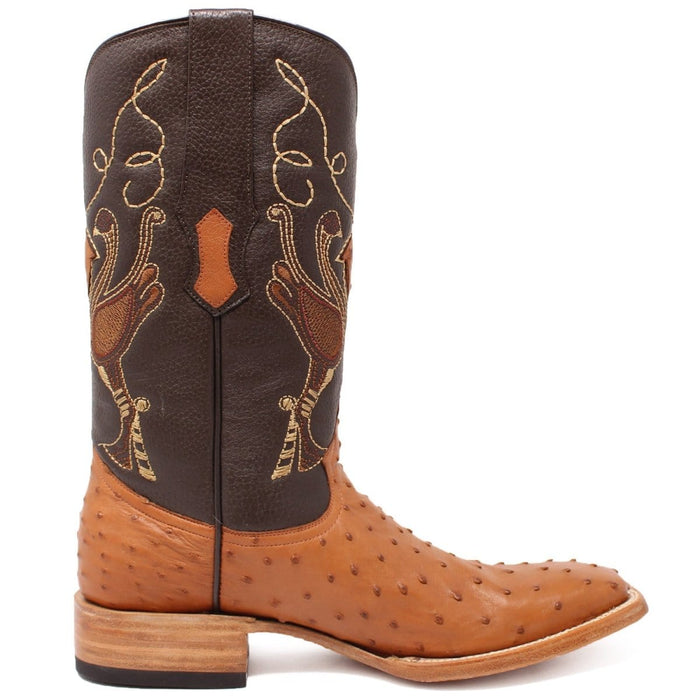 Tanner Mark Boots Boots Tanner Mark Men's Genuine Full Quill Ostrich Square Toe Boots Cognac RSX202104
