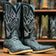 Tanner Mark Boots Boots Tanner Mark Men's Genuine Full Quill Ostrich Square Toe Boots Mojave Black TMX208031