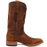 Tanner Mark Boots Boots Tanner Mark Men's Genuine Full Quill Ostrich Square Toe Boots Oiled Brandy TMX200477