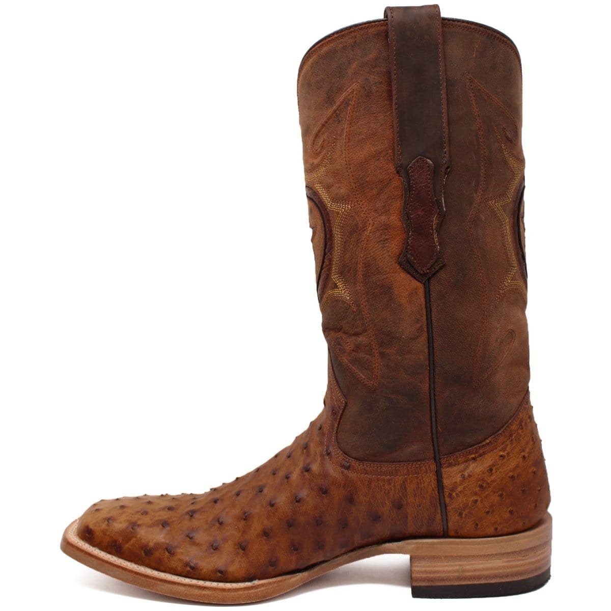 Tanner Mark Boots Boots Tanner Mark Men's Genuine Full Quill Ostrich Square Toe Boots Oiled Brandy TMX200477