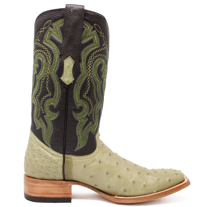 Tanner Mark Boots Boots Tanner Mark Men's Genuine Full Quill Ostrich Square Toe Boots Olive Green TMX200501
