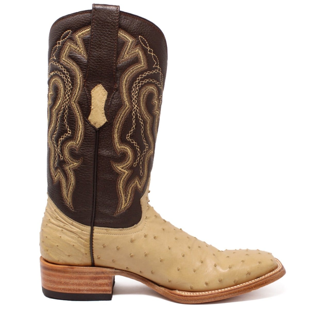 Tanner Mark Boots Boots Tanner Mark Men's Genuine Full Quill Ostrich Square Toe Boots Oryx TMX200500