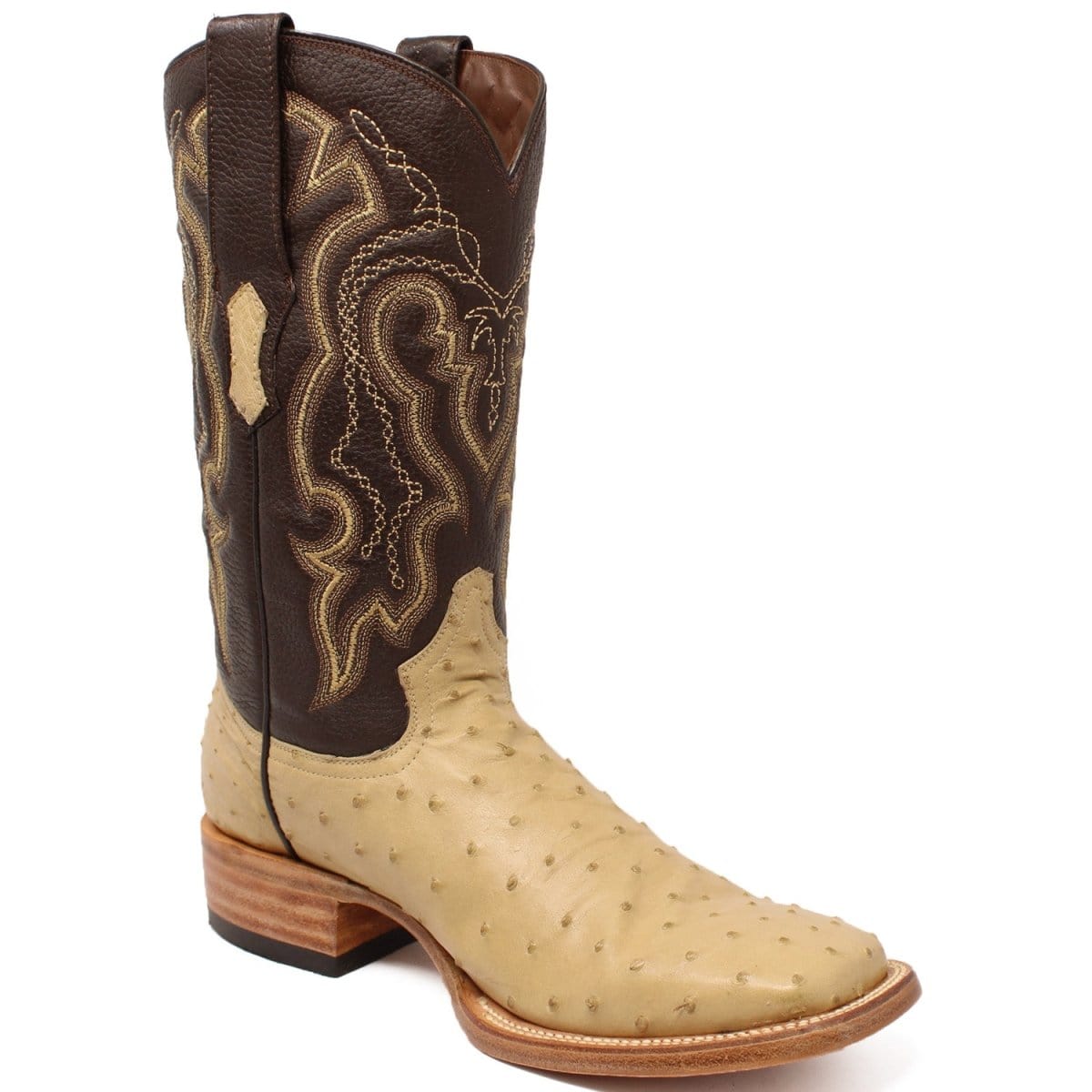 Tanner Mark Boots Boots Tanner Mark Men's Genuine Full Quill Ostrich Square Toe Boots Oryx TMX200500