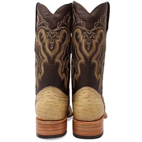 Tanner Mark Boots Boots Tanner Mark Men's Genuine Full Quill Ostrich Square Toe Boots Oryx TMX200500