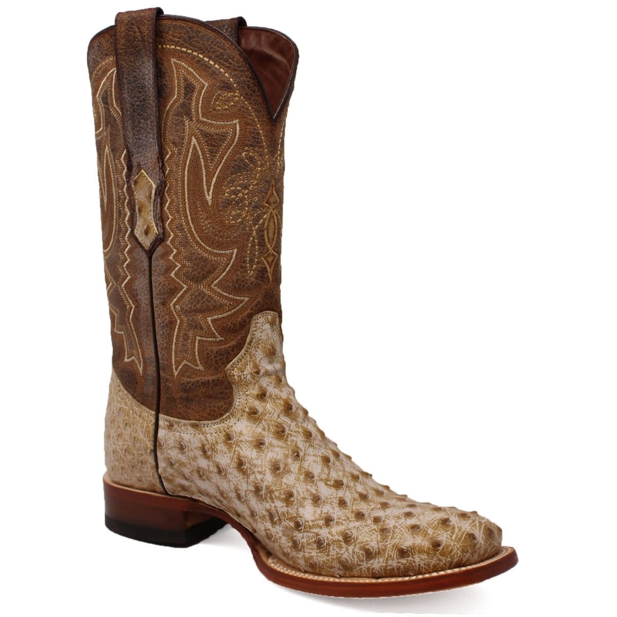 Tanner Mark Boots Boots Tanner Mark Men's Genuine Full Quill Ostrich Square Toe Boots Rio Grand Antique TMX203302