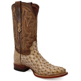 Tanner Mark Boots Boots Tanner Mark Men's Genuine Full Quill Ostrich Square Toe Boots Rio Grand Antique TMX203302