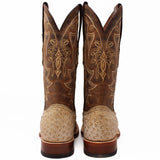 Tanner Mark Boots Boots Tanner Mark Men's Genuine Full Quill Ostrich Square Toe Boots Rio Grand Antique TMX203302