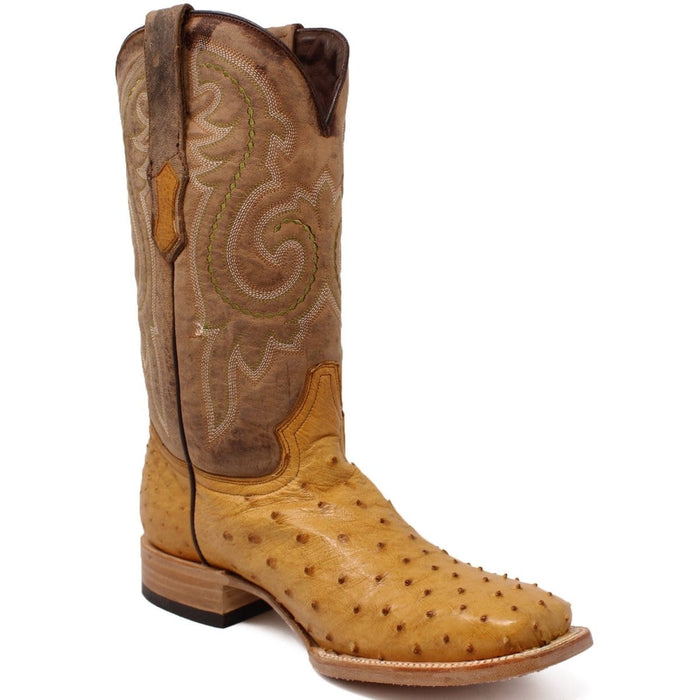 Tanner Mark Boots Boots Tanner Mark Men's Genuine Full Quill Ostrich Square Toe Boots Rio Grand Antique TMX203303