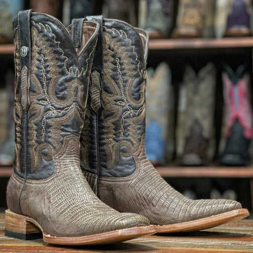 Tanner Mark Boots Boots Tanner Mark Men's Genuine Lizard Leather Square Toe Boots Brown TMX200377