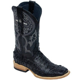 Tanner Mark Boots Boots Tanner Mark Men's Genuine Monster Fish Leather Square Toe Boots Black TMX201308