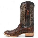 Tanner Mark Boots Boots Tanner Mark Men's Genuine Monster Fish Leather Square Toe Boots Brown TMX201307