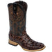 Tanner Mark Boots Boots Tanner Mark Men's Genuine Monster Fish Leather Square Toe Boots Brown TMX201307