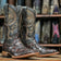 Tanner Mark Boots Boots Tanner Mark Men's Genuine Monster Fish Leather Square Toe Boots Brown TMX201307