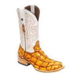 Tanner Mark Boots Boots Tanner Mark Men's Genuine Monster Fish Leather Square Toe Boots Cognac TMX201306