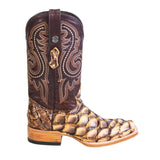 Tanner Mark Boots Boots Tanner Mark Men's Genuine Monster Fish Square Toe Boots Antique Saddle TMX201329