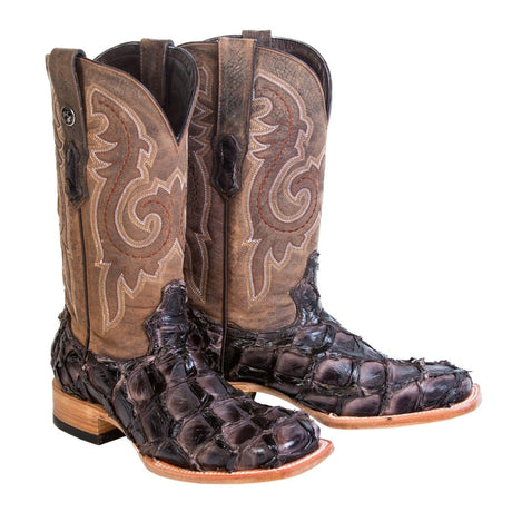 Tanner Mark Boots Boots Tanner Mark Men's Genuine Monster Fish Square Toe Boots Black Cherry TMX201331