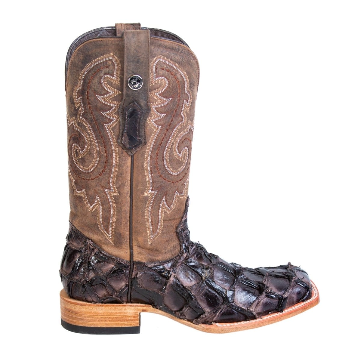 Tanner Mark Boots Boots Tanner Mark Men's Genuine Monster Fish Square Toe Boots Black Cherry TMX201331