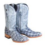 Tanner Mark Boots Boots Tanner Mark Men's Genuine Monster Fish Square Toe Boots Blue TMX201320