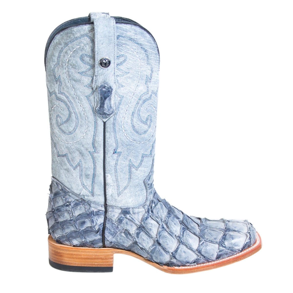 Tanner Mark Boots Boots Tanner Mark Men's Genuine Monster Fish Square Toe Boots Blue TMX201320