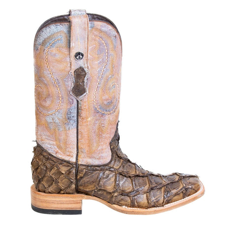 Tanner Mark Boots Boots Tanner Mark Men's Genuine Monster Fish Square Toe Boots Brown TMX201326