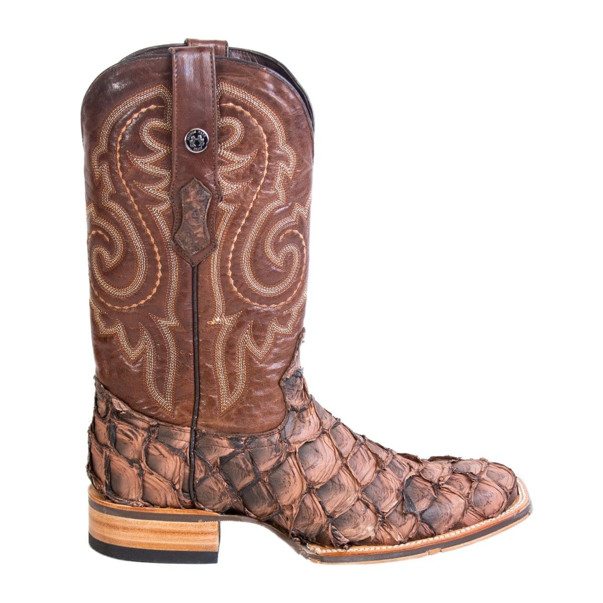 Tanner Mark Boots Boots Tanner Mark Men's Genuine Monster Fish Square Toe Boots Brown TMX208060