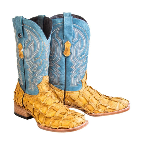 Tanner Mark Boots Boots Tanner Mark Men's Genuine Monster Fish Square Toe Boots Buttercup Pull Up TMX201328