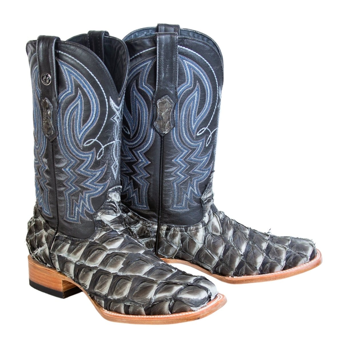 Tanner Mark Boots Boots Tanner Mark Men's Genuine Monster Fish Square Toe Boots Grey Bicolor TMX201330