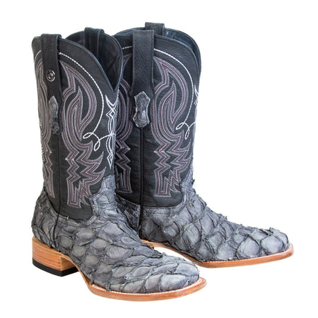 Tanner Mark Boots Boots Tanner Mark Men's Genuine Monster Fish Square Toe Boots Grey TMX201333