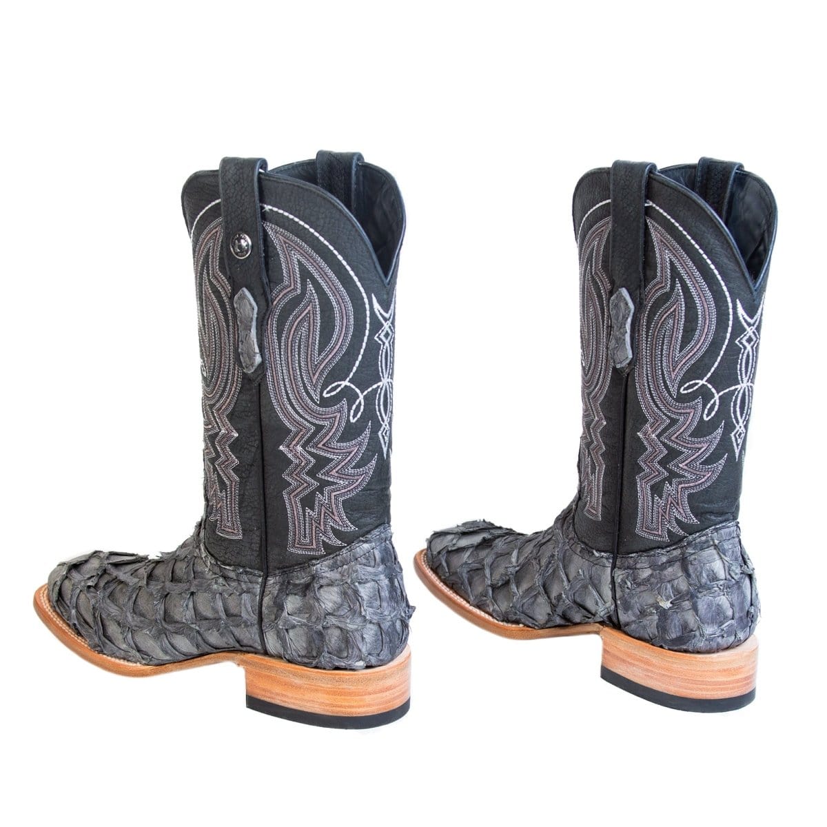 Tanner Mark Boots Boots Tanner Mark Men's Genuine Monster Fish Square Toe Boots Grey TMX201333