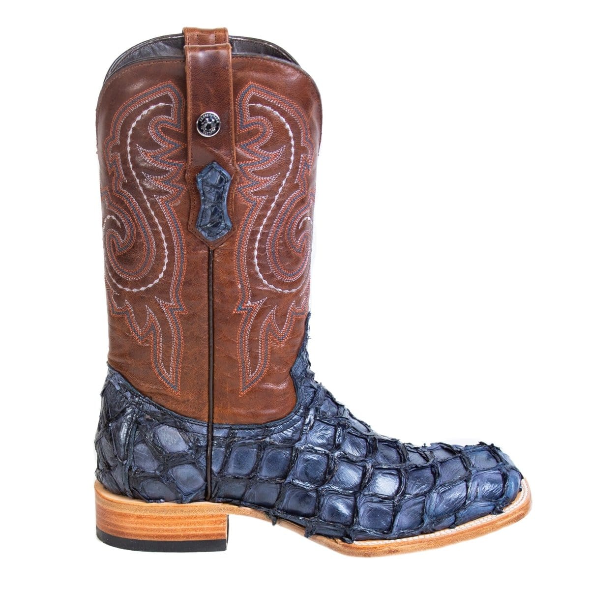 Tanner Mark Boots Boots Tanner Mark Men's Genuine Monster Fish Square Toe Boots Navy Blue TMX201336