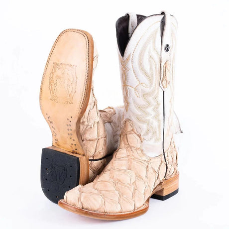 Tanner Mark Boots Boots Tanner Mark Men's Genuine Monster Fish Square Toe Boots Sand Matte TMX201332