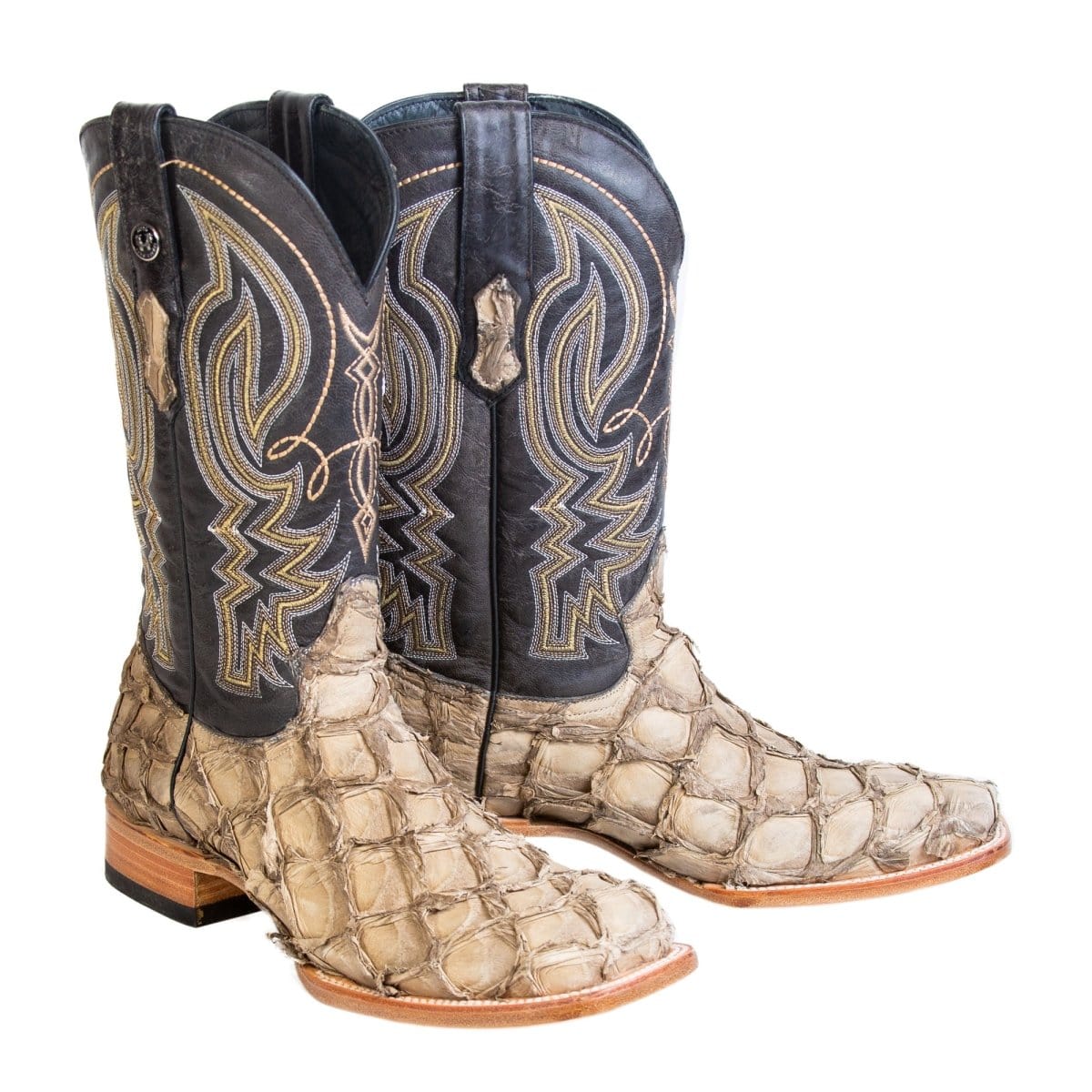 Tanner Mark Boots Boots Tanner Mark Men's Genuine Monster Fish Square Toe Boots Sand TMX201321