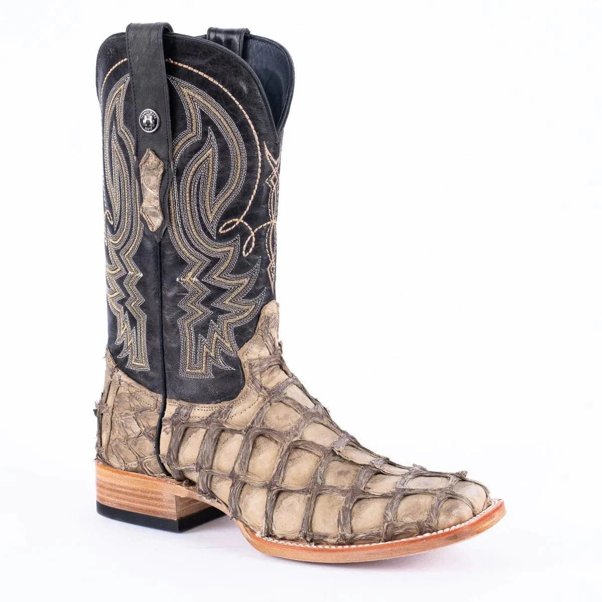 Tanner Mark Boots Boots Tanner Mark Men's Genuine Monster Fish Square Toe Boots Sand TMX201321