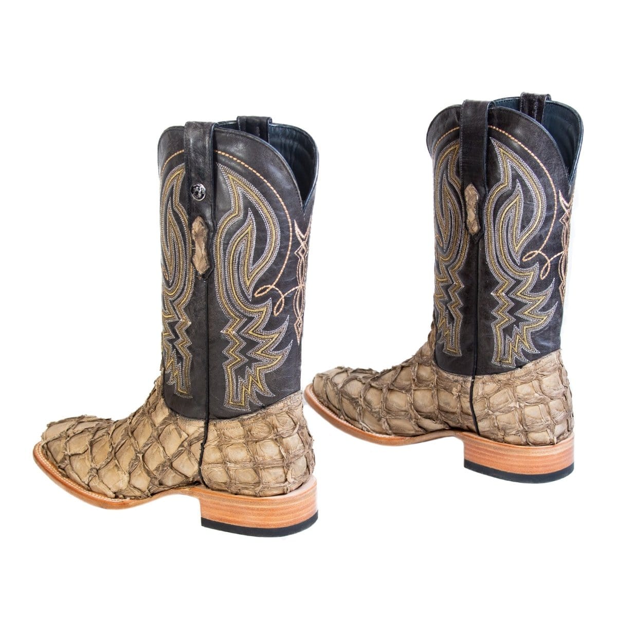 Tanner Mark Boots Boots Tanner Mark Men's Genuine Monster Fish Square Toe Boots Sand TMX201321