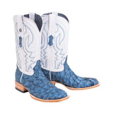 Tanner Mark Boots Boots Tanner Mark Men's Genuine Monster Fish Square Toe Boots Sky Blue Matte TMX201323