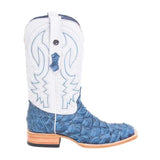 Tanner Mark Boots Boots Tanner Mark Men's Genuine Monster Fish Square Toe Boots Sky Blue Matte TMX201323