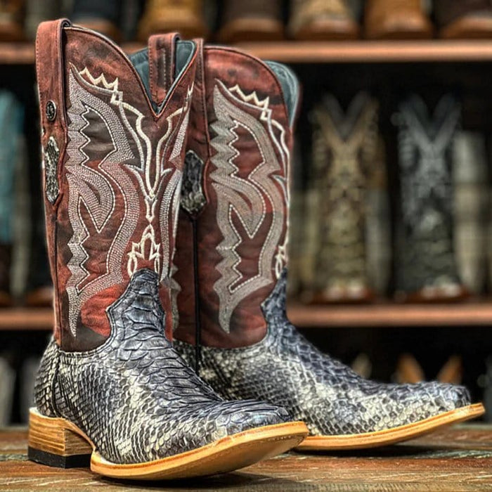 Tanner Mark Men's Genuine Python Square Toe Boots Grey TMX208029 ...