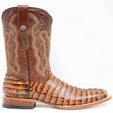 Tanner Mark Boots Boots Tanner Mark Men's Hudson Print Caiman Tail Square Toe Boots Cognac TM201703