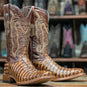 Tanner Mark Boots Boots Tanner Mark Men's Hudson Print Caiman Tail Square Toe Boots Cognac TM201703