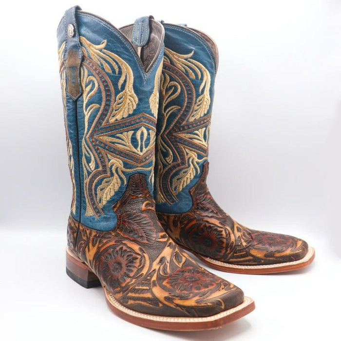 Tanner Mark Boots Boots Tanner Mark Men's Jaw Dropper Hand Tooled Square Toe Boots Orix TM205544