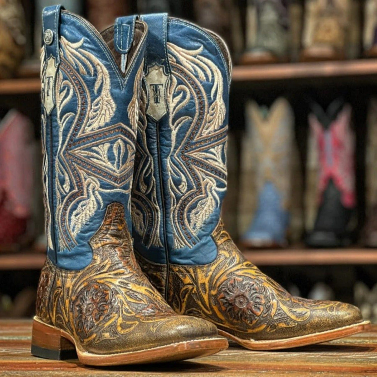 Tanner Mark Boots Boots Tanner Mark Men's Jaw Dropper Hand Tooled Square Toe Boots Orix TM205544