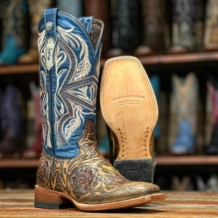 Tanner Mark Boots Boots Tanner Mark Men's Jaw Dropper Hand Tooled Square Toe Boots Orix TM205544